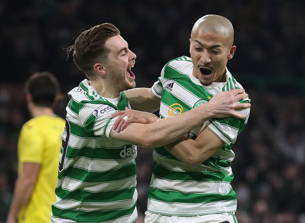 Celtic Breeze Past Hibernian in Premier Sports Cup, Maeda Shines with a Double