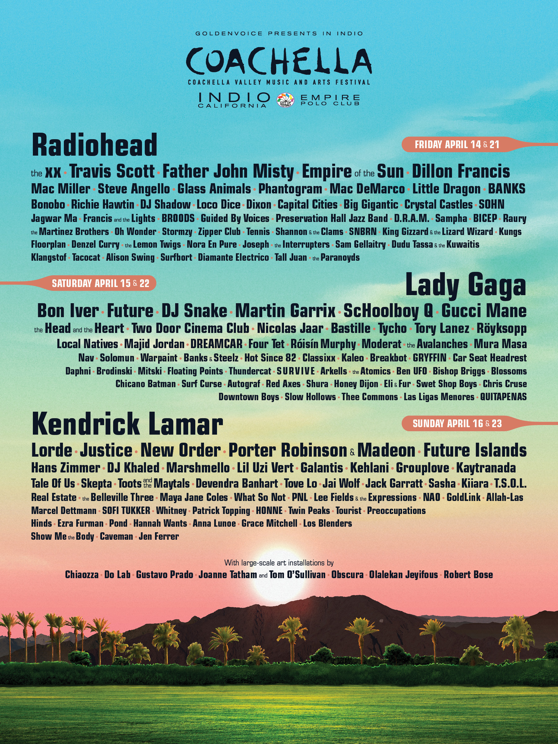 Coachella 2025 Headliners Announced: Lady Gaga, Green Day, Post Malone, and Travis Scott to Headline!