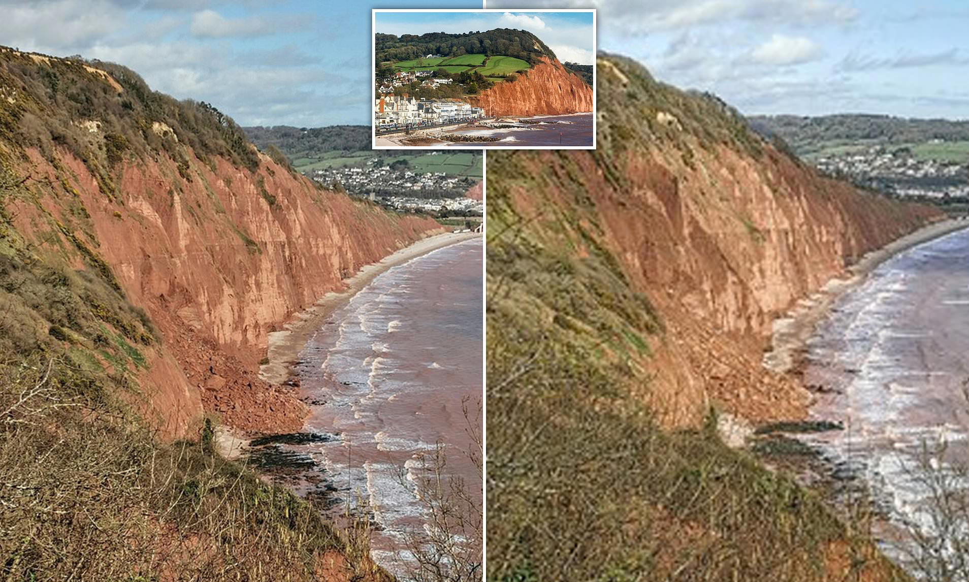 Dramatic Moment Beachgoers Flee as Cliff Collapses in Devon