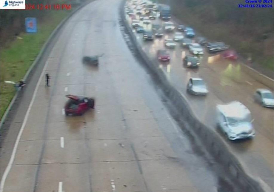 M27 Traffic Chaos: Car Crashes into Barrier, Causing Lane Closure and Delays