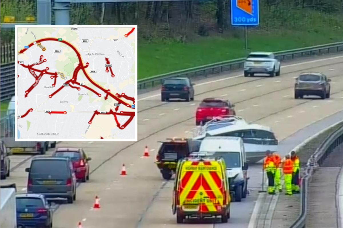 M27 Traffic Chaos: Car Crashes into Barrier, Causing Lane Closure and Delays