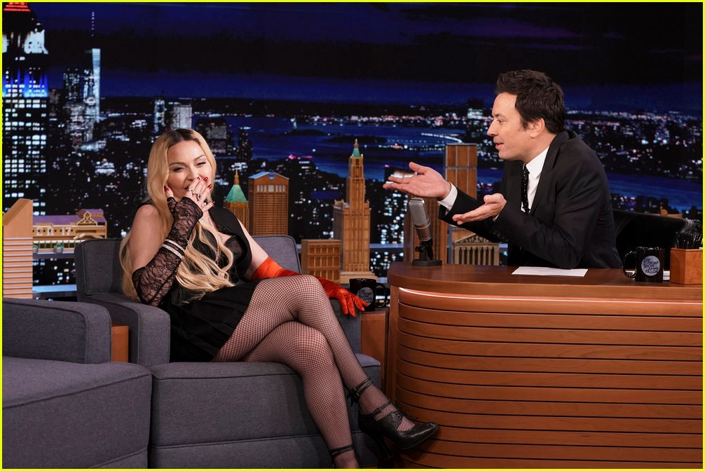 Madonna Shows Jimmy Fallon How To Properly Stretch His Hamstring In A Neon Dance Battle On 'The Tonight Show'