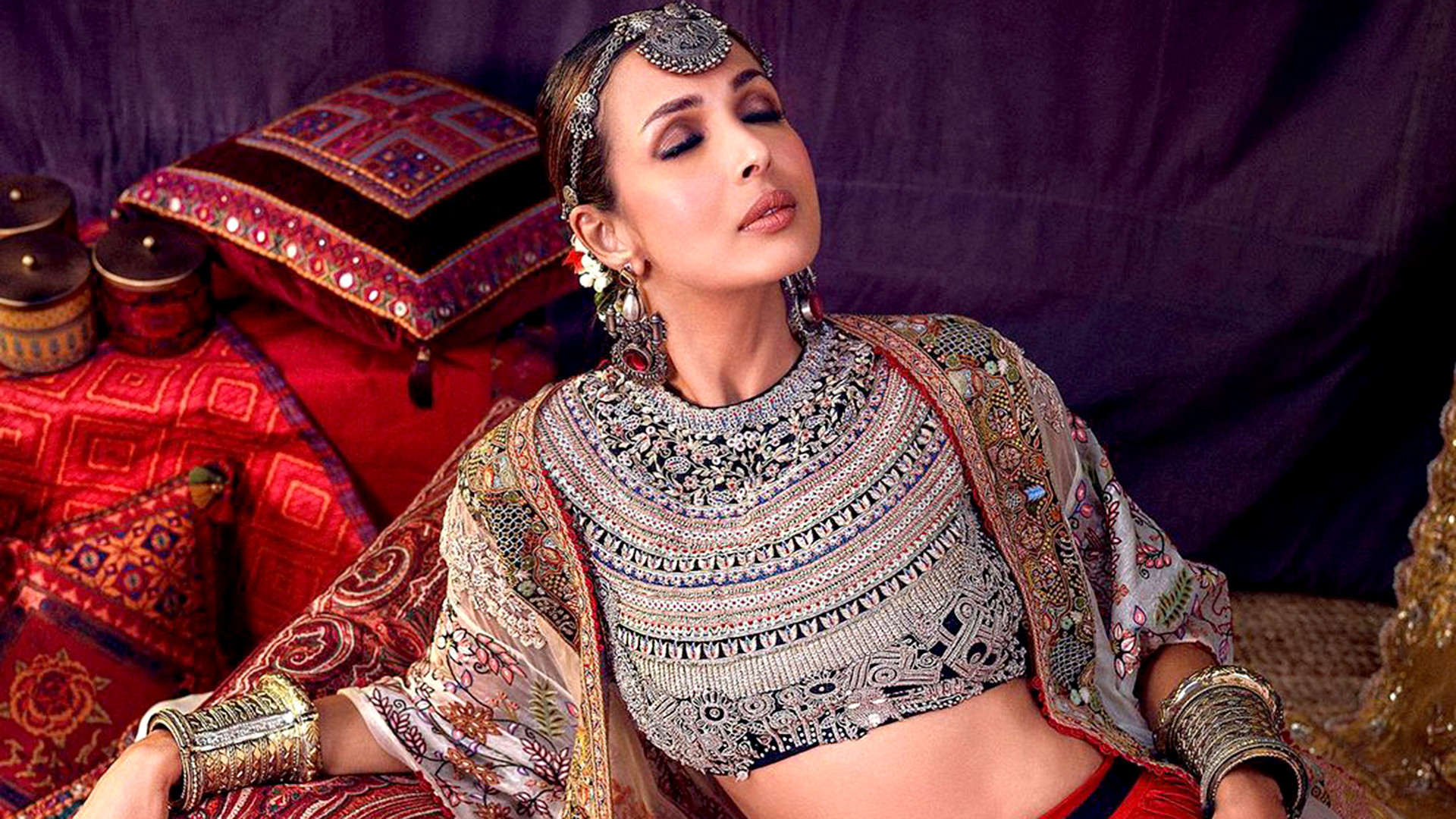 Malaika Arora's Latest Lehenga-Sari Look Is the Ultimate Red Carpet Inspiration