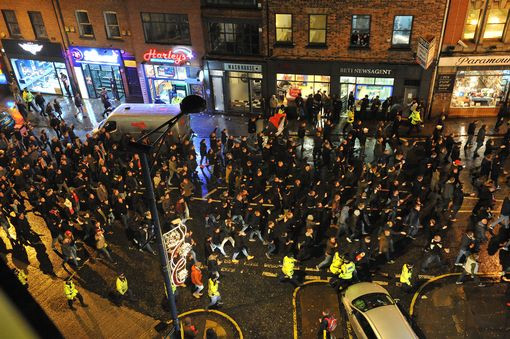 Massive Feyenoord Fan March to Etihad Stadium Causes City Center Gridlock!