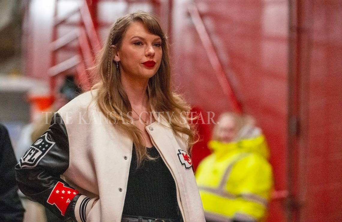 Taylor Swift Snubs Kamala Harris Rally for Chiefs Game, Wearing a Vintage Leather Chiefs Varsity Jacket