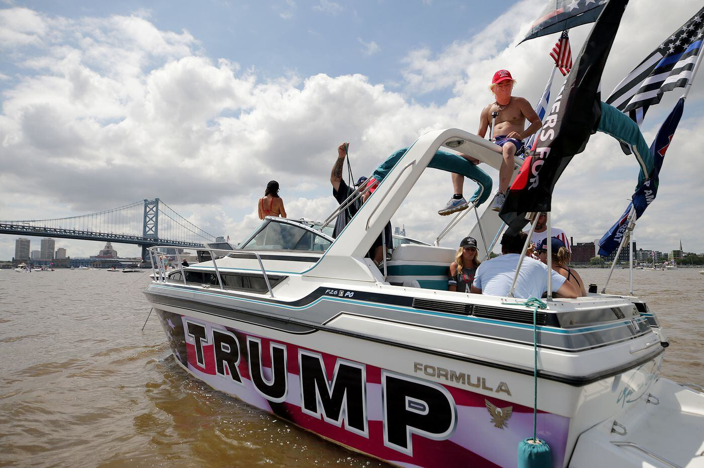 Trump Supporters Cruise Through Hurricane Helene Floodwaters on Bayshore Boulevard