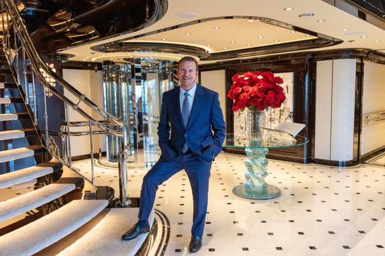 Aboard his boat.