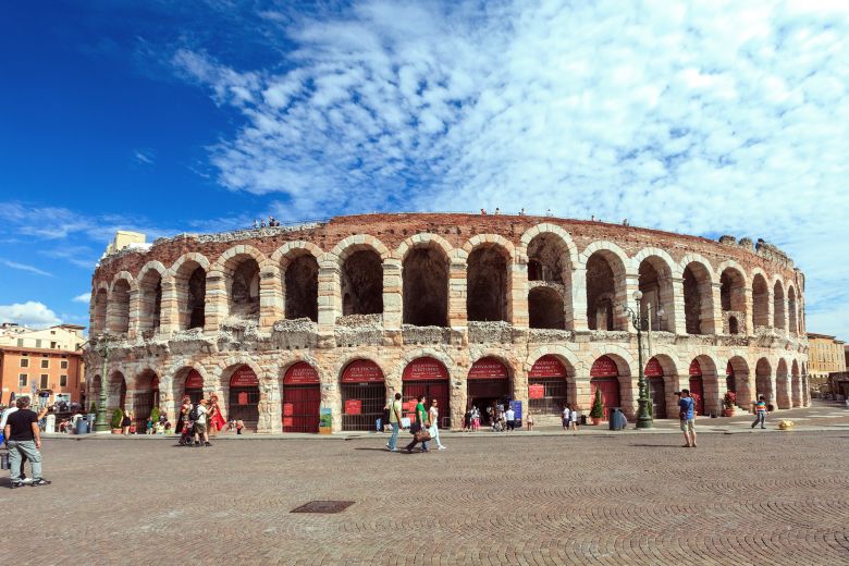 The Anfiteatro del Berico (not pictured) was located 40 miles west of Verona's real Roman amphitheater (pictured).